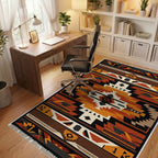 Geometric Native American Sunburst Rug - Office View