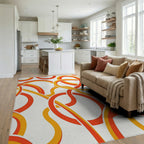 Geometric Orange Yellow Interlocking Loops Rug Living Room View
