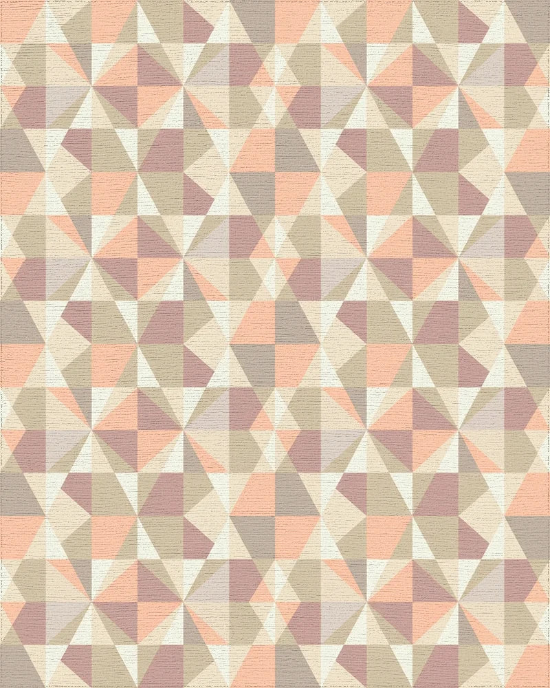 Geometric Pastel Diamond Starburst Rug - Cutout View