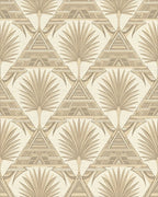Geometric Tan Palm Frond Rug - Cutout View