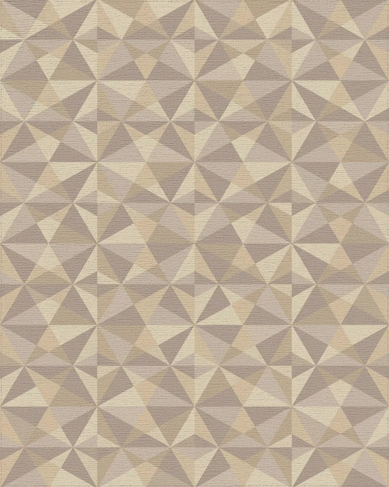 Geometric Taupe Faceted Prism Rug - Cutout View