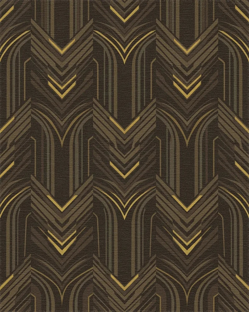 Gilded Bronze Art Deco Arches Rug - Cutout View