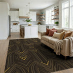 Gilded Bronze Art Deco Arches Rug Living Room View