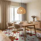Gingerbread Candy Cane Snowflakes Pattern Rug - Dining Room View