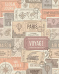 Global Voyage Stamp Collector Travel Collage Rug - Cutout View