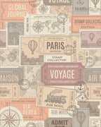 Global Voyage Stamp Collector Travel Collage Rug - Cutout View