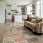 Global Voyage Stamp Collector Travel Collage Rug Living Room View