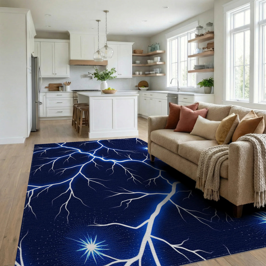 Glowing Lightning Bolt Pattern Rug Living Room View