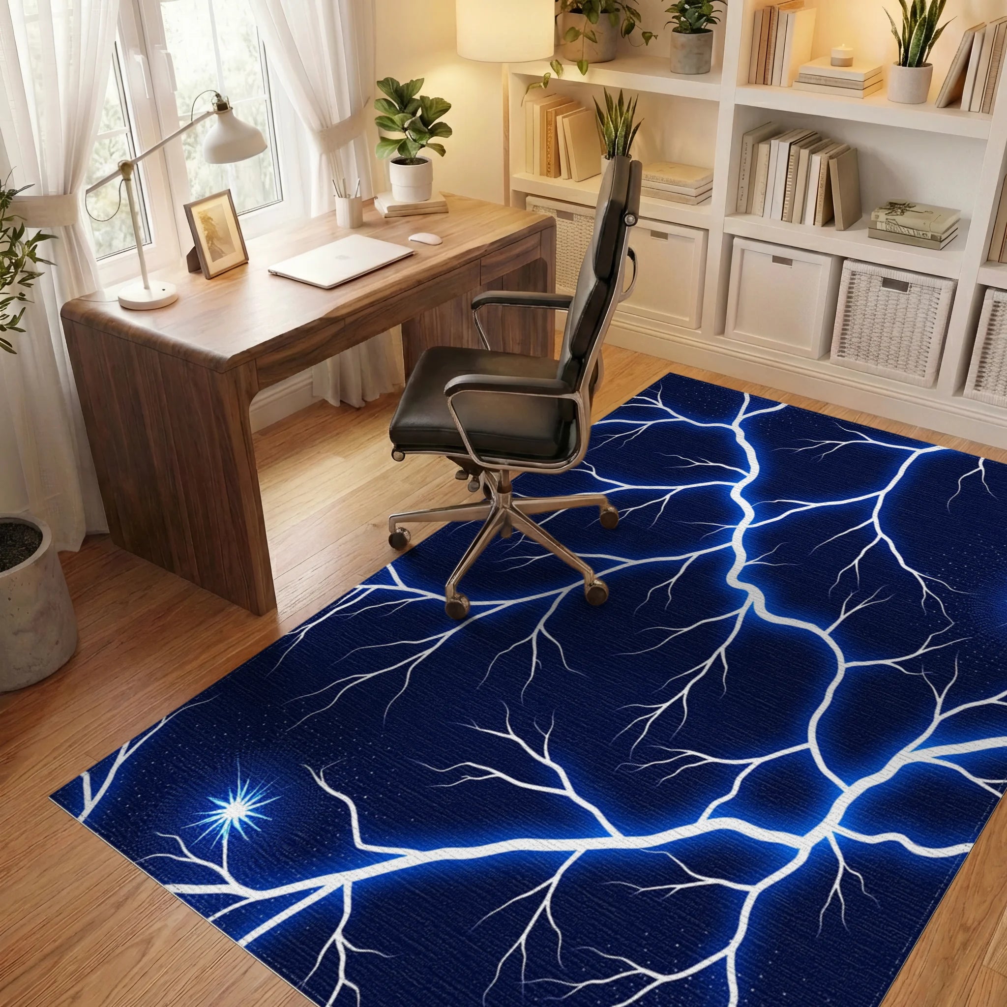 Glowing Lightning Bolt Pattern Rug Office View