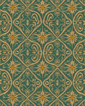 Gold And Green Floral Art Nouveau Rug - Cutout View