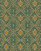 Gold And Green Floral Art Nouveau Rug - Cutout View
