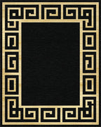 Gold Black Greek Key Border Rug - Cutout View