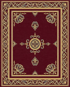 Gold Ornamental Border Burgundy Manor Rug - Cutout View