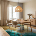 Gold Teal Flowing Marble Rug - Dining Room View
