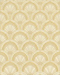 Golden Art Deco Fan Medallion Rug - Cutout View
