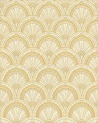 Golden Art Deco Fan Medallion Rug - Cutout View