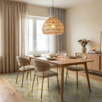 Golden Art Deco Fan Medallion Rug Dining Room View