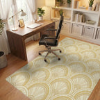 Golden Art Deco Fan Medallion Rug Office View