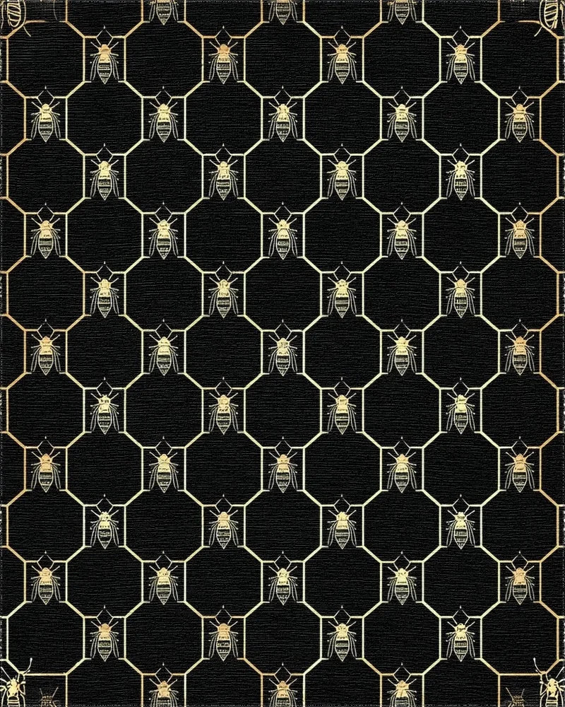 Golden Beehive Geometric Pattern Rug - Cutout View