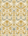 Golden Bird Floral Folk Art Rug - Cutout View