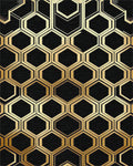 Golden Black Hexagon Tessellation Rug - Cutout View