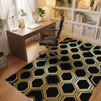 Golden Black Hexagon Tessellation Rug - Office View