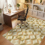 Golden Brown Geometric Triangle Cluster Rug Office View