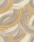 Golden Brown Swirl Abstract Ring Rug - Cutout View