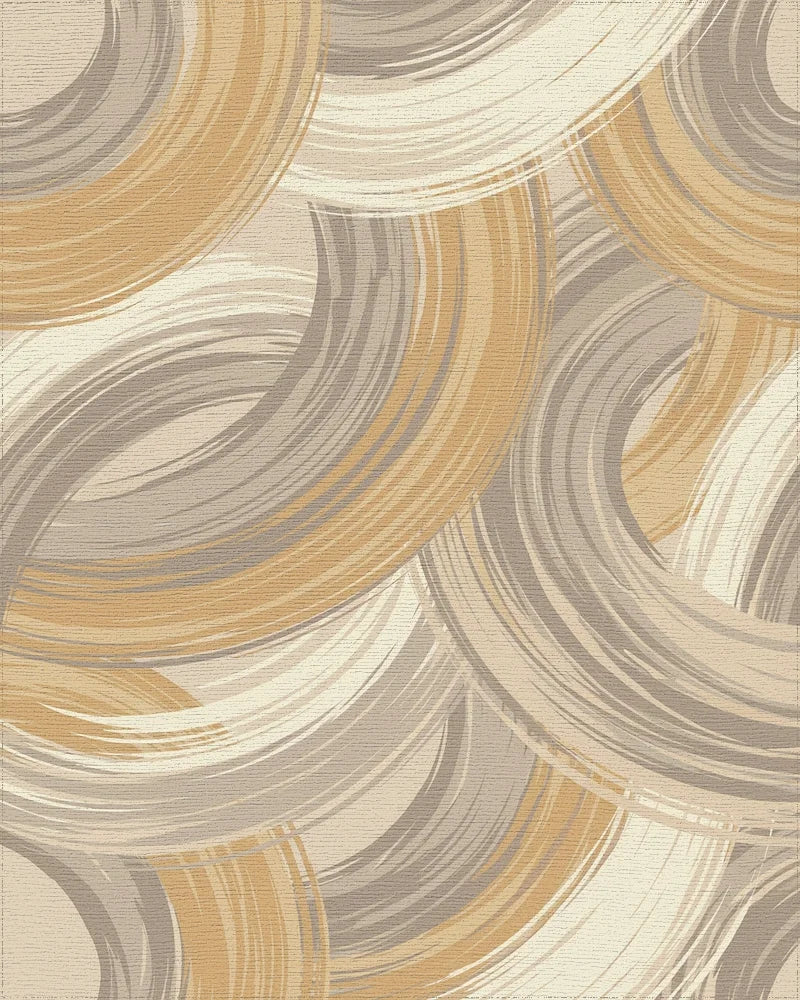 Golden Brown Swirl Abstract Ring Rug - Cutout View