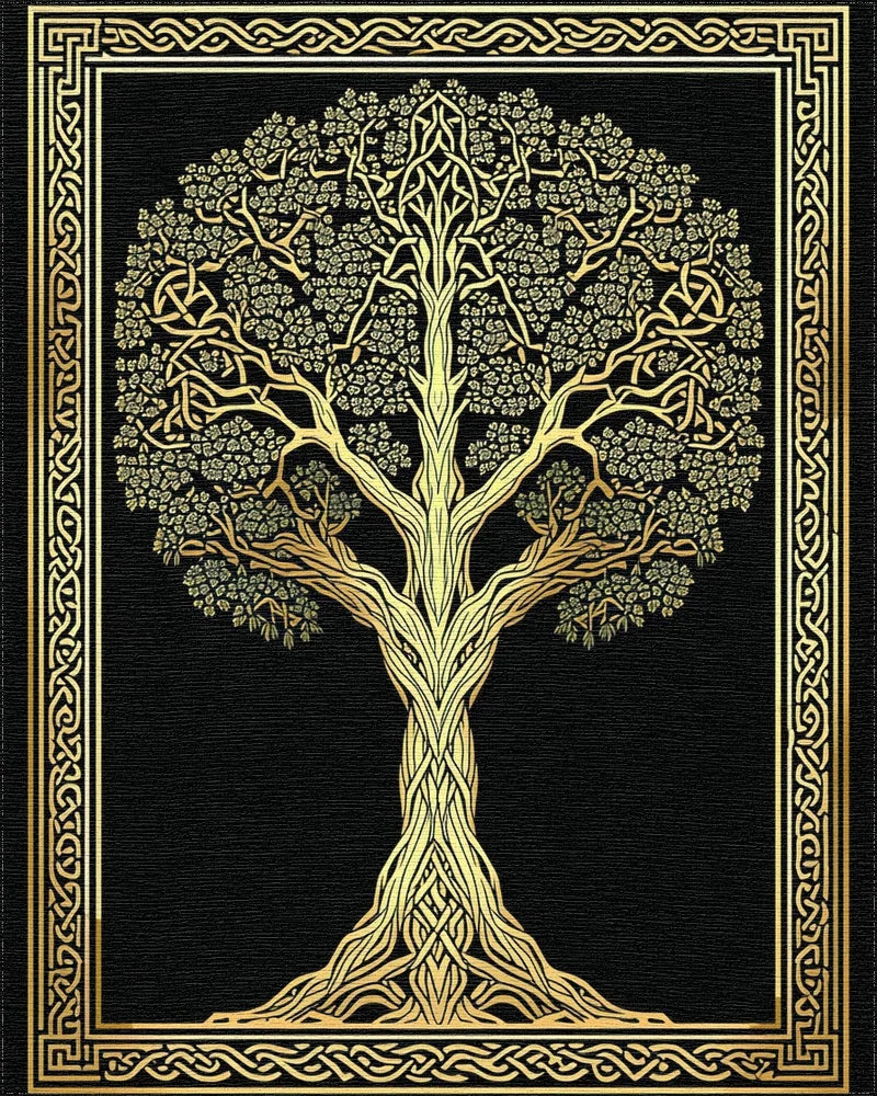 Golden Celtic Tree of Life Rug - Cutout View