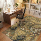 Golden Dragon Phoenix Pagoda Landscape Rug Office View