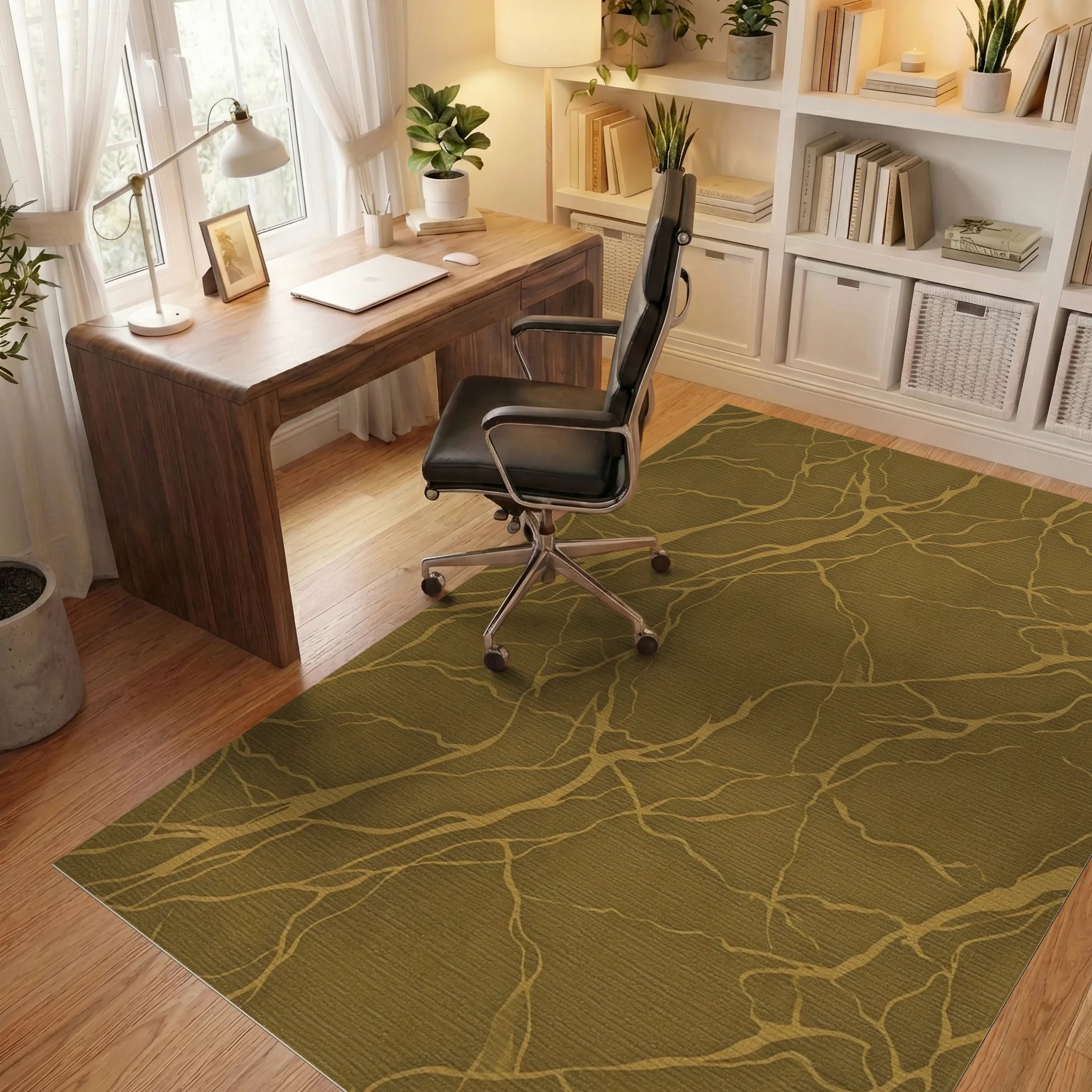 Golden Earth Cracked Marble Rug Office View