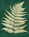 Golden Fern Leaf Emerald Canvas Rug - Cutout View