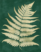 Golden Fern Leaf Emerald Canvas Rug - Cutout View