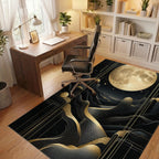 Golden Full Moon Wavy Mountains Rug - Office View