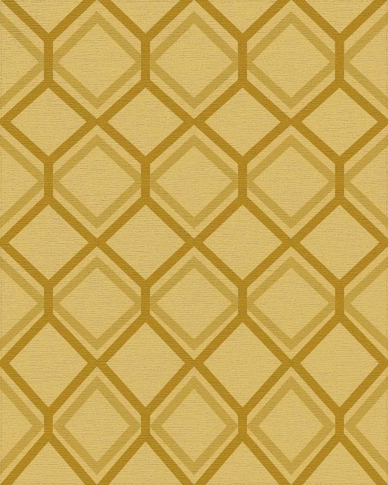 Golden Honeycomb Geometric Diamond Rug - Cutout View