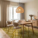 Golden Honeycomb Geometric Diamond Rug Dining Room View