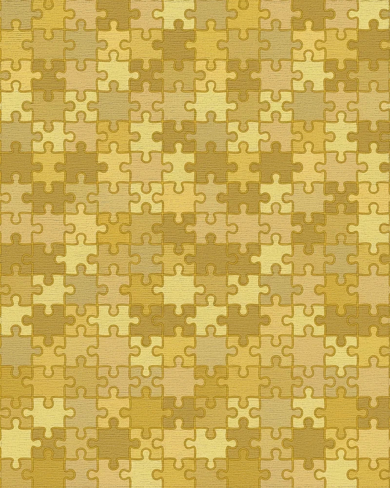 Golden Jigsaw Puzzle Tile Arrangement Rug - Cutout View