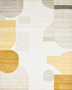 Golden Ochre Abstract Geometric Shapes Rug - Cutout View