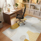 Golden Ochre Abstract Geometric Shapes Rug - Office View