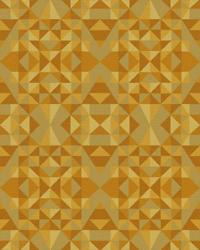 Golden Ochre Geometric Abstract Rug - Cutout View