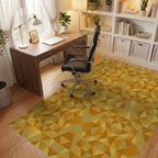 Golden Ochre Geometric Abstract Rug Office View