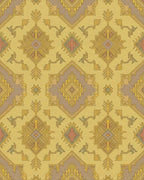 Golden Ochre Geometric Medallion Rug - Cutout View