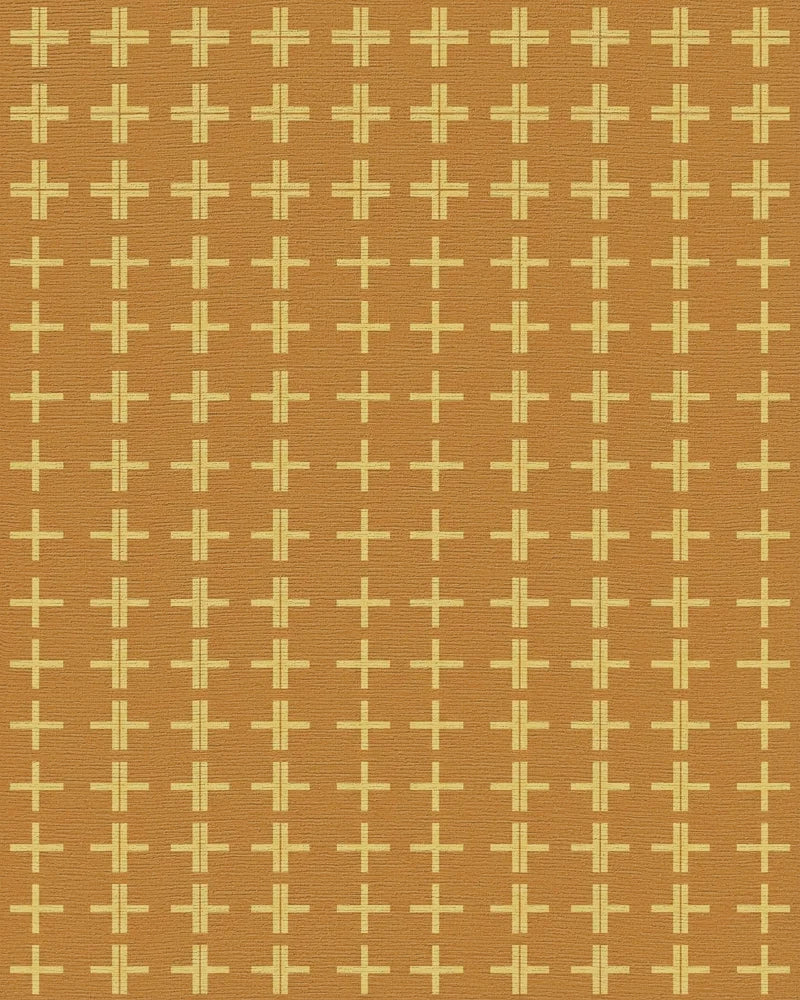 Golden Ochre Plus Grid Rug - Cutout View