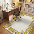 Golden Ornate Scroll Border Rug - Office View