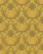 Golden Pineapple Botanical Swirl Rug - Cutout View