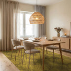 Golden Pineapple Botanical Swirl Rug Dining Room View