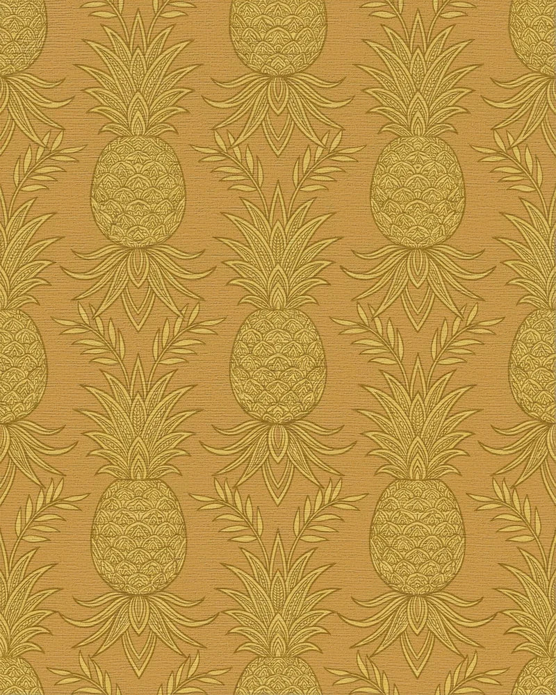 Golden Pineapple Tropical Medallion Rug - Cutout View