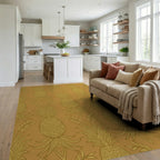 Golden Pineapple Tropical Medallion Rug Living Room View