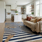 Golden Reeds and Driftwood Stripes Rug Living Room View